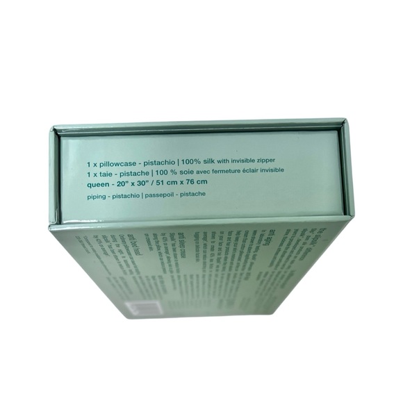 New Slip Pure Silk Queen Size Invisible Zip Pillowcase Pistachio - Picture 4 of 4
